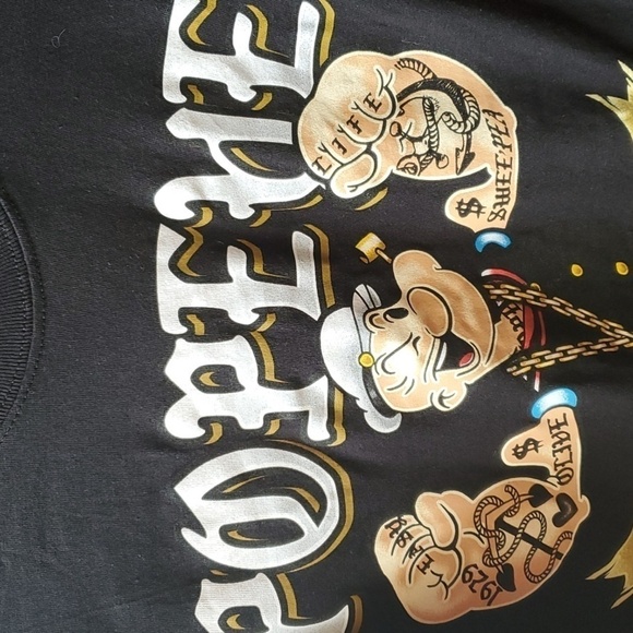 Popeye the Sailor man black LS Tee shirt size Small - Picture 2 of 7